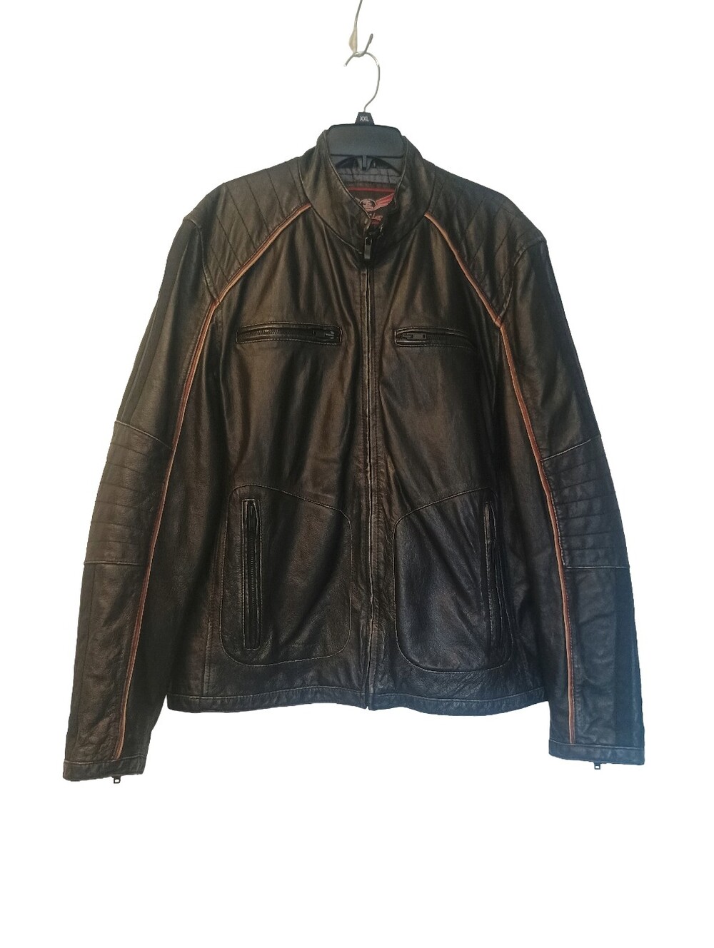 Legal Street Vintage Black Motorcycle Genuine Leather Jacket Mens Size: L